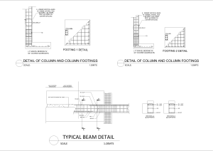 Szczeg&oacute;ły zbrojenia kolumn i st&oacute;p oraz typowe detale belek