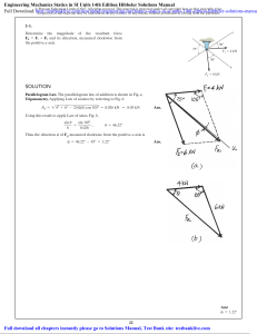 Engineering Mechanics Statics 14th Ed Hibbeler Solutions Manual