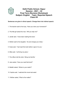 Class 7 English Reported Speech Worksheet