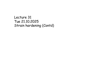 Lecture 31: Strain Hardening (Continued)