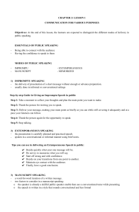 Public Speaking Modes: Impromptu, Extemporaneous, Manuscript, Memorized