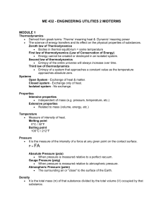 ME 432 Thermodynamics Midterms Study Guide
