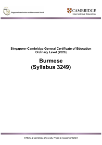 2026 Burmese O-Level Syllabus (3249)