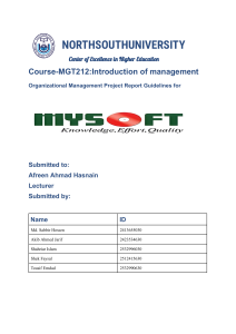 MySoft Limited Organizational Management Project Report
