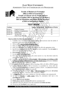 East West University Undergraduate Admission Test Book