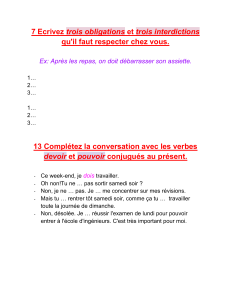 Exercices de grammaire fran&ccedil;aise : Obligations & Verbes