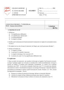 Examen d'&Eacute;lectronique : Amplificateurs, Transistors & Applications