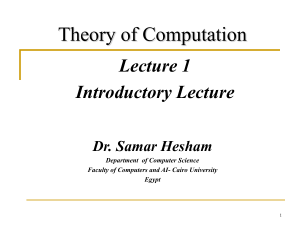 Theory of Computation Lecture 1 Notes