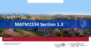 MATM1534 Section 1.3: New Functions from Old Functions