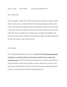 Sociology Assignment: CS Lab Observation
