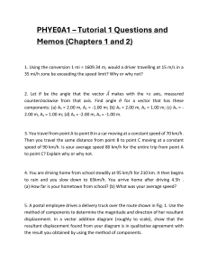 PHYE0A1 Tutorial 1 Physics Questions and Memos