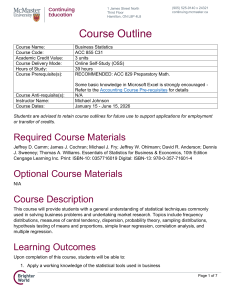 McMaster Business Statistics Course Outline