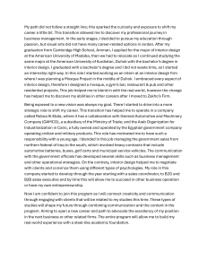 Personal Statement: Career Transition from Interior Design to Business Management