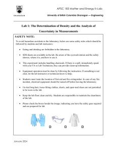 Lab 1: Density Determination & Uncertainty Analysis