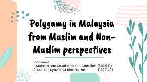 Polygamy in Malaysia: Muslim & Non-Muslim Perspectives