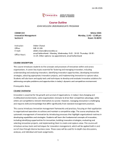 COMM 219 Innovation Management Course Outline