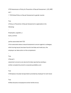 TCS Sexual Harassment Prevention Policy Training
