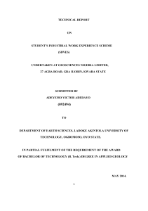 Technical Report on SIWES at Geosciences Nigeria Limited
