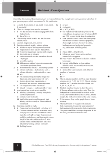 Cambridge IGCSE Chemistry Workbook Answers