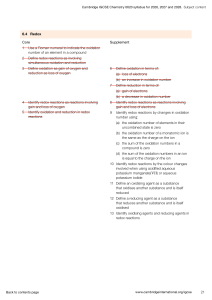 Cambridge IGCSE Chemistry 0620 Syllabus: Redox (2026-2028)