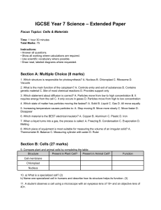IGCSE Year 7 Science Extended Paper: Cells & Materials