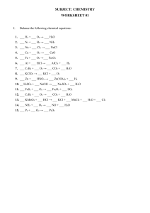 Chemistry Worksheet 01: Balancing Chemical Equations