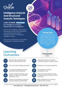 Intelligence Analysis & Structured Analytic Techniques Course