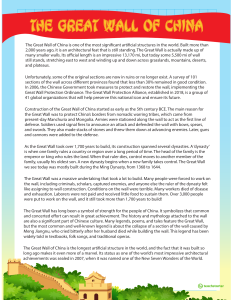 The Great Wall of China Worksheet