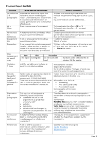 Practical Report Scaffold for Science Experiments