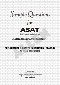 ASAT Class IX Sample Questions | Allen Career Institute