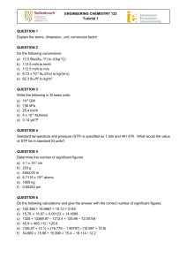 Engineering Chemistry 123 Tutorial 1