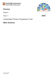 2025 Cambridge Stage 6 Science Paper 1 Mark Scheme