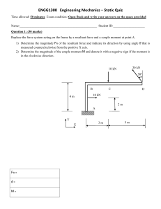 ENGG1300 Statics Quiz: Forces, Trusses, Beams