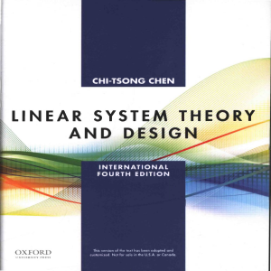 Linear System Theory and Design by Chi-Tsong Chen