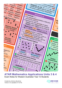 ATAR Mathematics Applications Units 3 & 4 Exam Notes