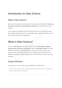 Introduction to Data Science: Basics & Lifecycle