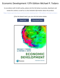 Economic Development 13th Edition by Todaro & Smith