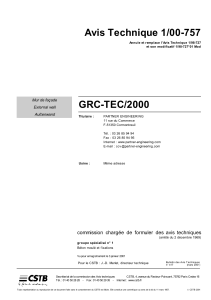 Avis Technique 1/00-757 : Mur de fa&ccedil;ade (GRC-TEC/2000) Approbation Technique
