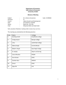 Minutes of Meeting: Indian Growth and Development Course