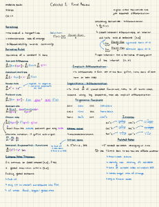 Calculus 1 Final Review Study Guide