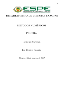 Examen M&eacute;todos Num&eacute;ricos ESPE 2017