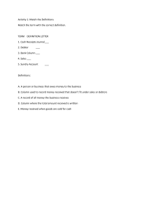 Accounting Terms Matching Activity Worksheet