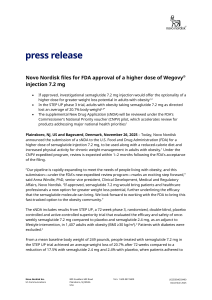 Novo Nordisk Files for FDA Approval of Wegovy 7.2 mg