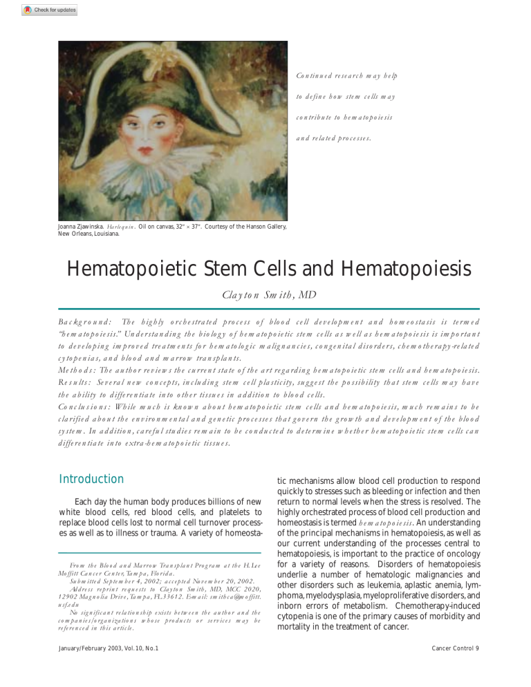 Hematopoietic Stem Cells and Hematopoiesis Review