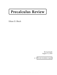 Precalculus Review by Ethan D. Bloch