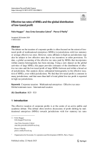 Effective Tax Rates of MNEs and Global Low-Taxed Profit Distribution