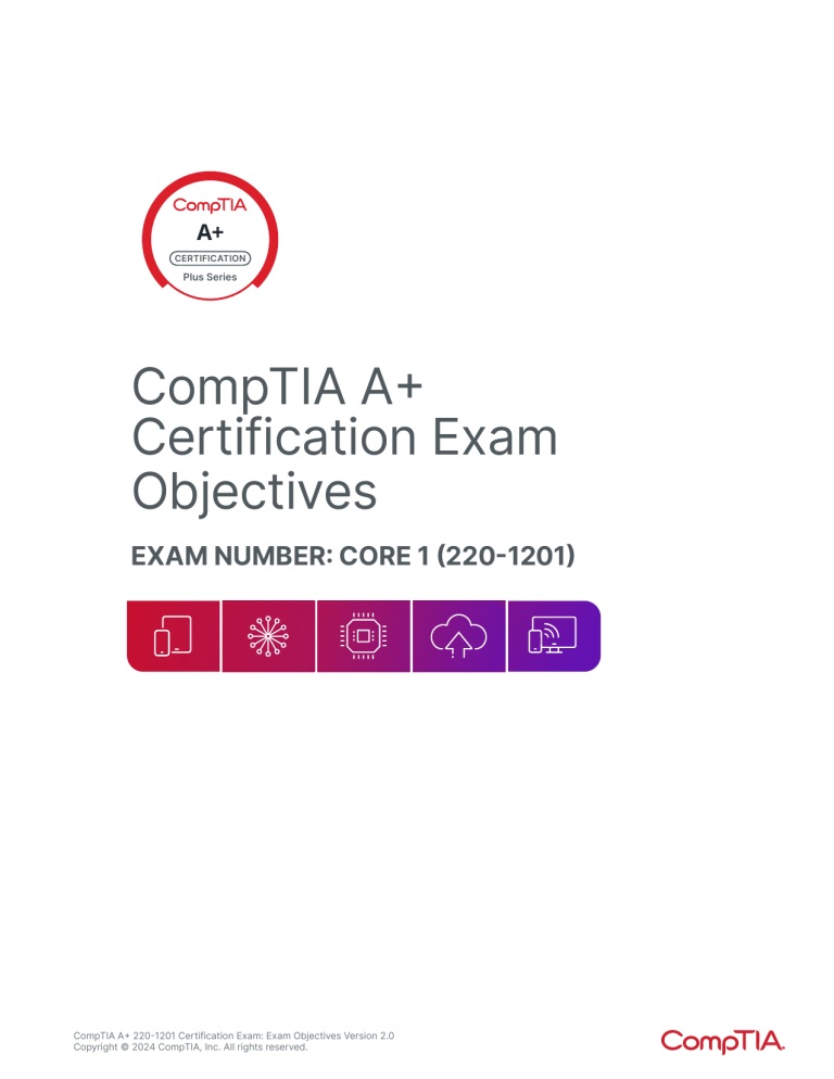 CompTIA A+ Core 1 (220-1201) Exam Objectives