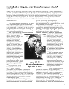 Letter From Birmingham City Jail by MLK Jr.