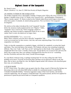 Bigfoot: Dawn of the Sasquatch - Skeptic Magazine