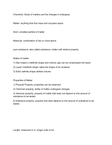 Chemistry Fundamentals: Matter, Atoms, and Properties